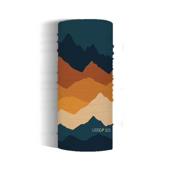 Cuello bandana UPF40+ LOOOP | Montañas Marino-Naranja